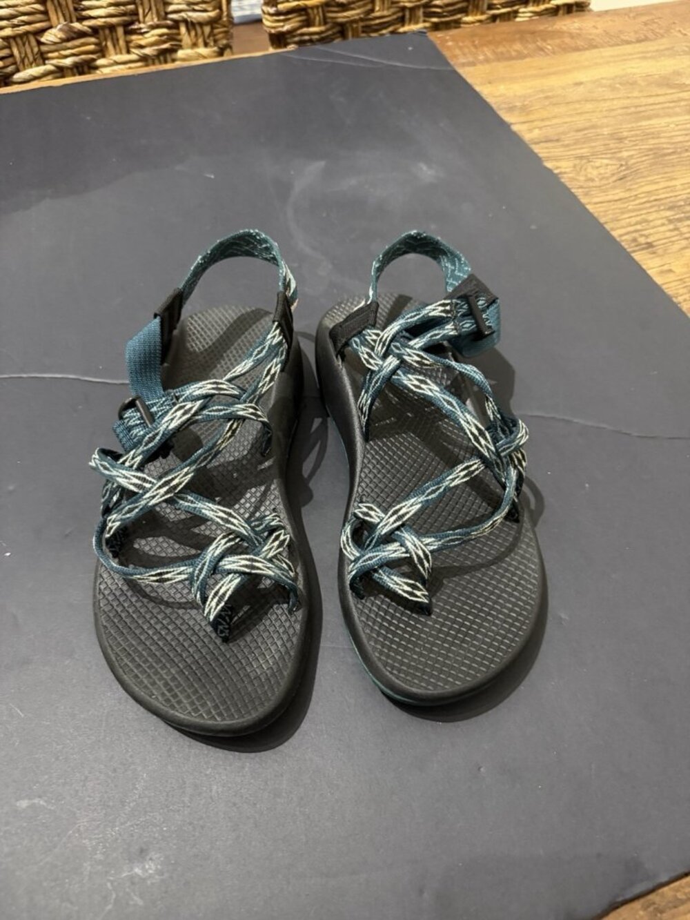Chaco's Womens ZX/2 Classic Teal Gray Black Strappy Active Hiking Sandal Size 10